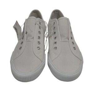 Hurley Chloe Womens White Slip On Canvas Sneakers Shoes Laceless 6.5M NEW